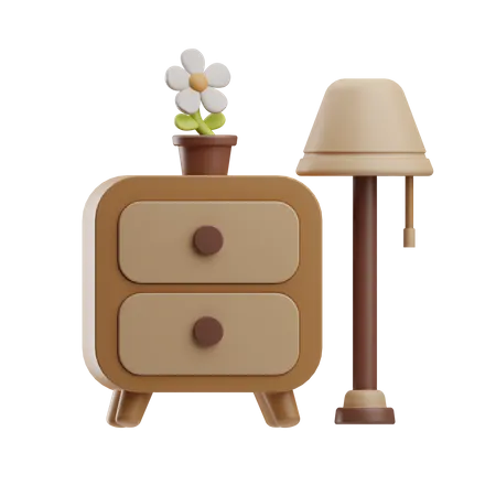 Drawer And Lamp  3D Icon