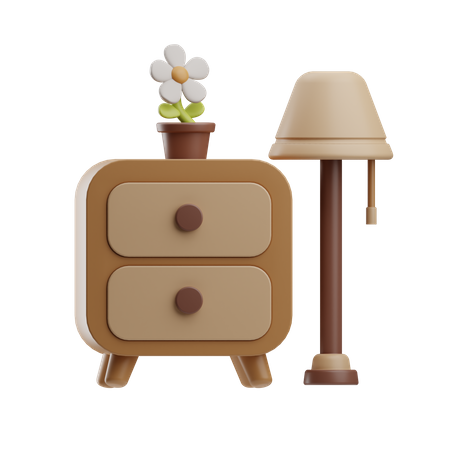 Drawer And Lamp  3D Icon