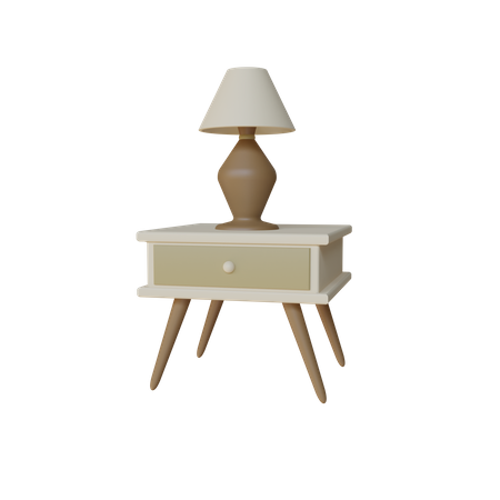 Drawer Table And Night Lamp  3D Icon