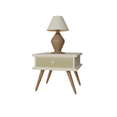 Drawer Table And Night Lamp 3 D Illustartion 3D Icon