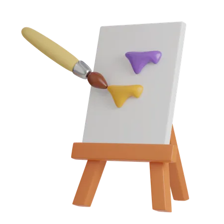 Drawing Board Paintbrush Icons Minimal 3 D Illustration School Education 3D Icon