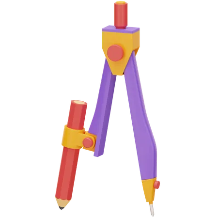 Drawing Compass Math Geometry Tools 3D Icon