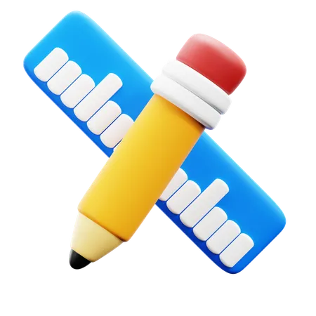 Pencil With Ruler 3D Icon