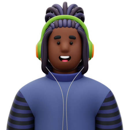 Dreadlock Man with Headphone  3D Icon