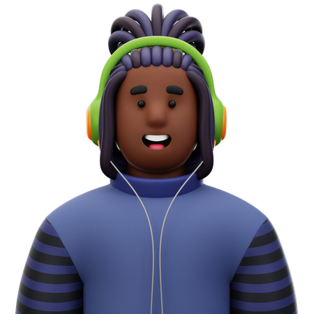 Dreadlock Man with Headphone  3D Icon