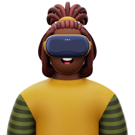 Dreadlock-Mann mit VR  3D Icon