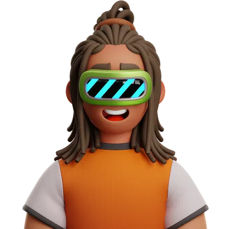 Mann mit Dreadlocks und VR  3D Icon