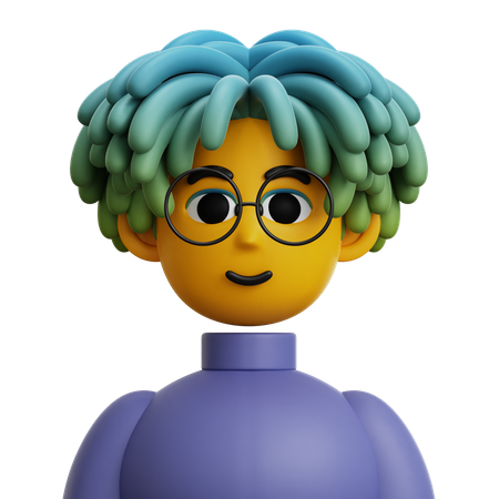 Dreadlocked Hair Man with Glasses  3D Icon