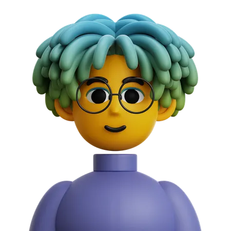 Dreadlocked Hair Man with Glasses  3D Icon