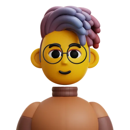 Dreadlocked Hair Man with Glasses  3D Icon