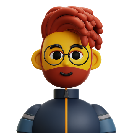 Dreadlocked Hair Man with Glasses  3D Icon