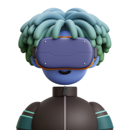 Dreadlocked Hair Man with VR Glasses  3D Icon