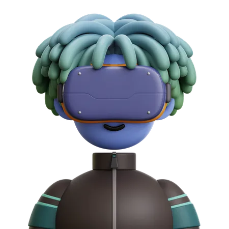 Dreadlocked Hair Man with VR Glasses  3D Icon