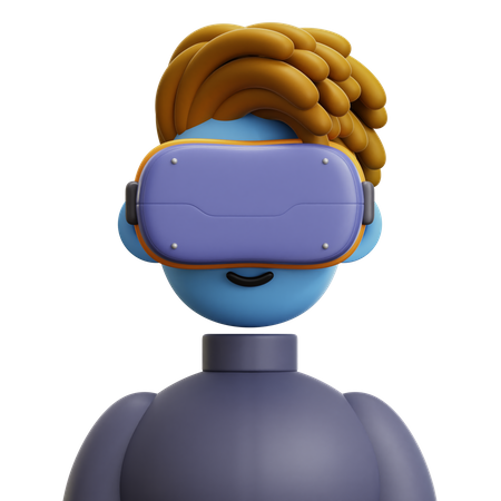 Dreadlocked Hair Man with VR Glasses 3D Icon