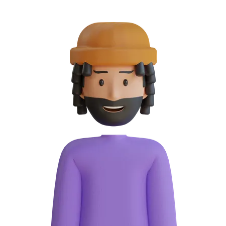 Dreadlocked Man With Beanie  3D Icon