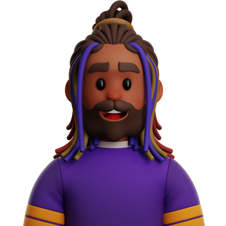 DREADLOCKED MAN WITH BEARD  3D Icon