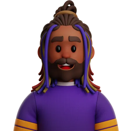 DREADLOCKED MAN WITH BEARD  3D Icon