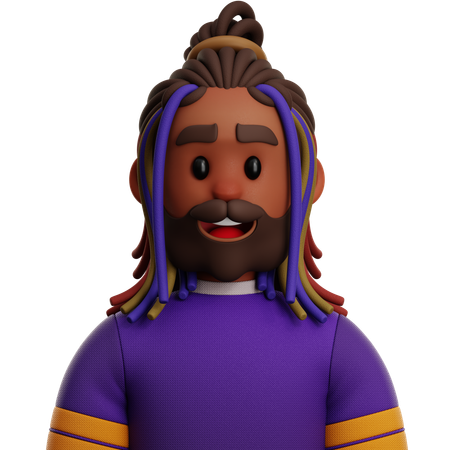 DREADLOCKED MAN WITH BEARD  3D Icon