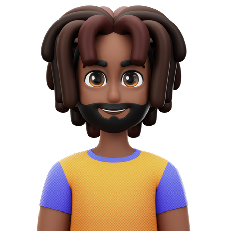 Dreadlocked Man with Beard  3D Icon