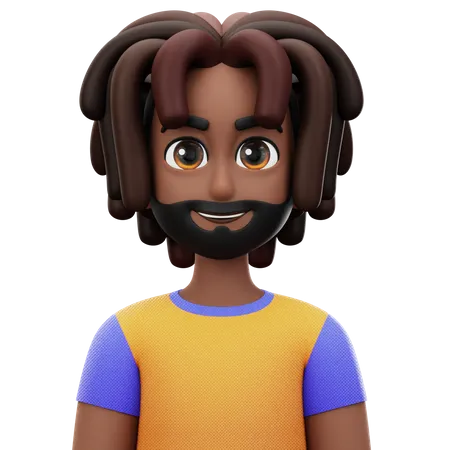 Dreadlocked Man with Beard  3D Icon