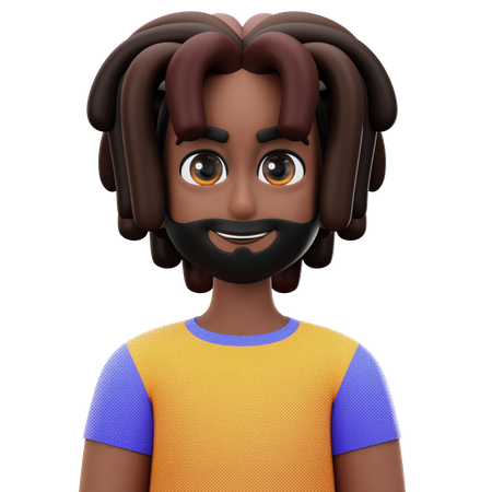 Dreadlocked Man with Beard  3D Icon