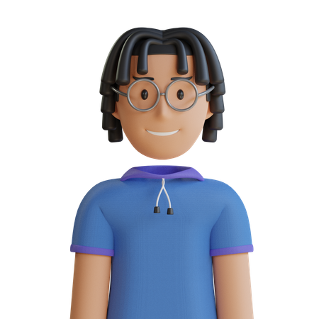 Dreadlocked Man With Eyeglasses  3D Icon