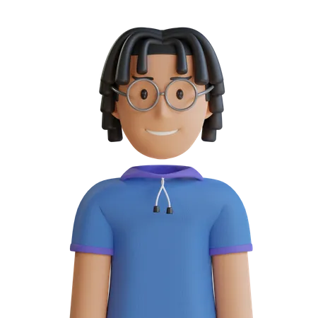 Dreadlocked Man With Eyeglasses  3D Icon