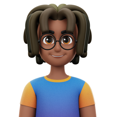 Dreadlocked Man with Glasses  3D Icon