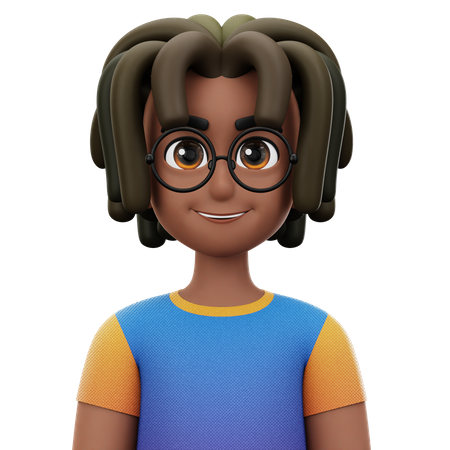 Dreadlocked Man with Glasses  3D Icon