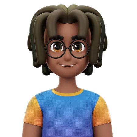 Dreadlocked Man with Glasses  3D Icon