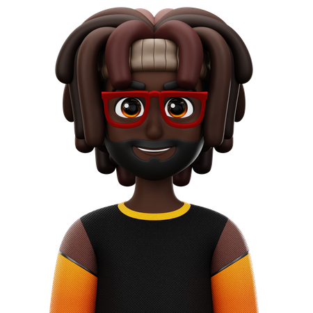 Dreadlocked Man with Glasses and Beard  3D Icon