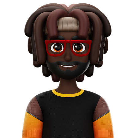 Dreadlocked Man with Glasses and Beard  3D Icon