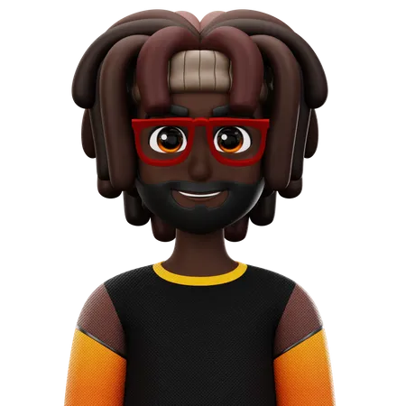 Dreadlocked Man with Glasses and Beard  3D Icon
