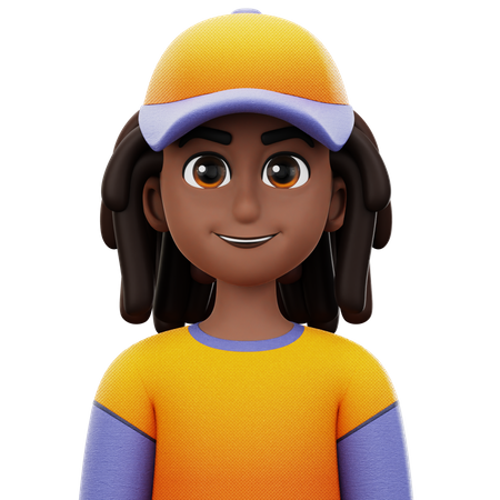 Dreadlocked Man with Hat  3D Icon