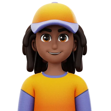 Dreadlocked Man with Hat  3D Icon