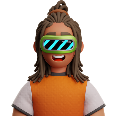 DREADLOCKED MAN WITH VR  3D Icon