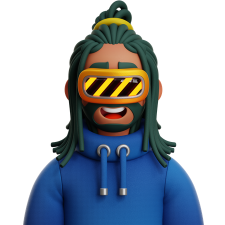 DREADLOCKED MAN WITH VR  3D Icon