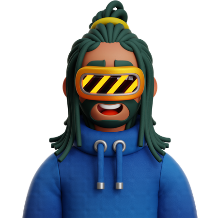 VR を持つドレッドヘアの男性  3D Icon