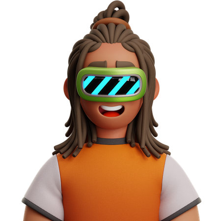 Dreadlocked Man With VR  3D Icon