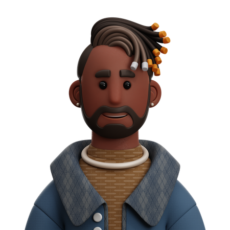 DREADLOCKS MAN  3D Icon