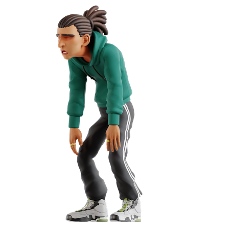 Dreadlocks man feeling tired  3D Illustration