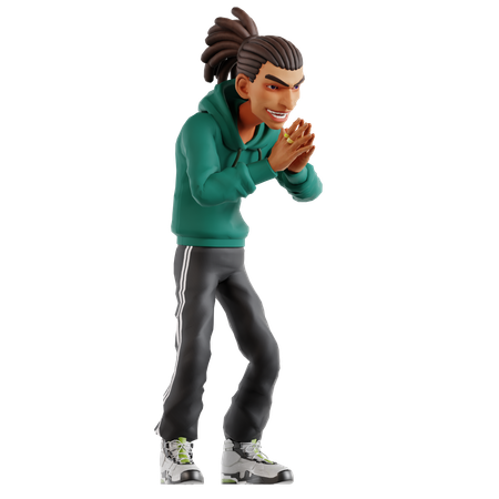 Dreadlocks man giving greeting  3D Illustration