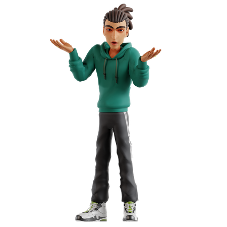 Dreadlocks man Giving surprise pose  3D Illustration