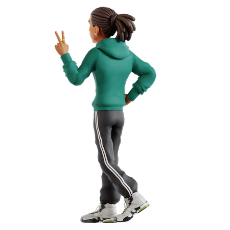 Dreadlocks Man Giving Victory Pose  3D Illustration