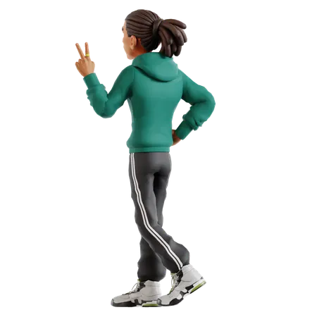 Dreadlocks Man Giving Victory Pose  3D Illustration