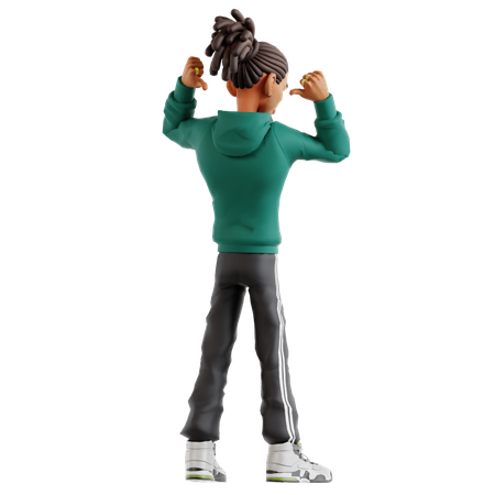 Dreadlocks man Showing back thumbs down  3D Illustration