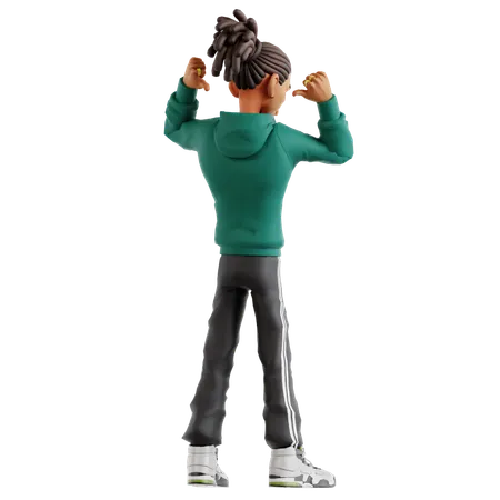 Dreadlocks man Showing back thumbs down  3D Illustration