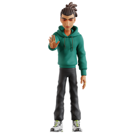 Dreadlocks man Showing stop gesture  3D Icon