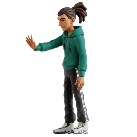 Dreadlocks Man Showing Stop Gesture Using Right Hand  3D Icon