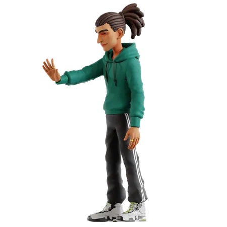 Dreadlocks Man Showing Stop Gesture Using Right Hand  3D Illustration